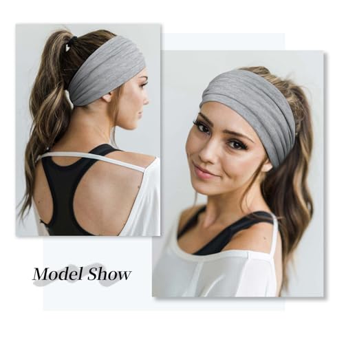 Huachi 4 Packs Wide Headbands for Women Pink Stylish Head Wraps Summer Boho Thick Hairbands Large African Sport Yoga Turban Headband Hair Accessories, Solid Color - color: Headbands 7