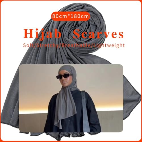Nonbongoy Head Wraps for Black Women Stretch Headwraps Large Hair Wraps Hijab Scarves for Muslim Head Scarf Turban Headbands - color: 1-gray Headwrap