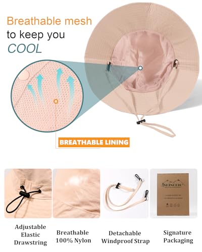 Water-Resistant Sun UPF 50+ Bucket Hat Protection Packable Brimmed Boonie for Women Men Summer Lightweight Hiking Outdoor Cap - color: Dusty Rose