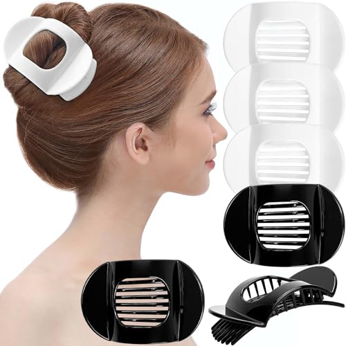 RC ROCHE 6 Pcs Flat Claw Hair Clips for Women Thick Hair French Round Duckbill Square Secure Strong Hold Grip Clamps Barrettes Curved No Slip No Crease Styling Cute Extra Jumbo XL, Large Black & White - color: (Large) Black & White