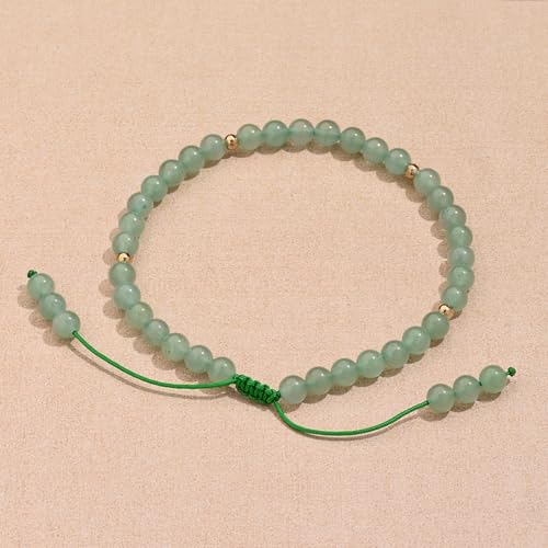 Softones 6mm Natural Stone Anklet for Women Gemstone Ankle Bracelets for Women Healing Energy Crystal Anklets Adjustable(8.5-10 Inches) - color: Aventurine