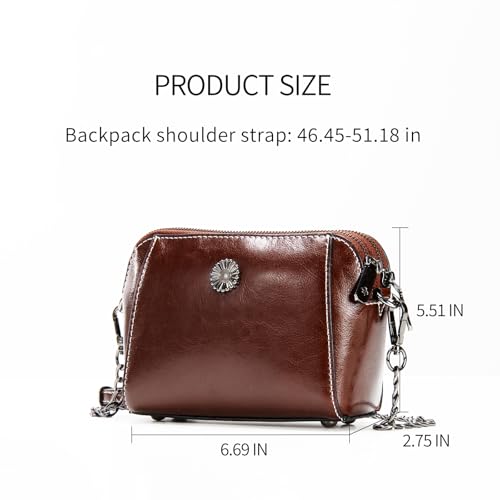 Genuine Leather Small Crossbody Bags for Women | Lightweight Shoulder Purse, Designer Handbag with Adjustable Strap, Casual Travel Everyday Bag - color: H-dark Brown