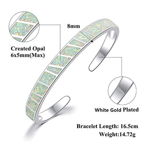 CiNily Womens Cuff Bracelet,Opal Bangle Bracelets Gold Plated Hypoallergenic Ladies Gemstone Open Cuff Bangle Bracelet - color: White