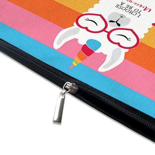 Cute Makeup Bag for Purse Canvas Waterproof Funny Cosmetic Bags for Women Zipper Travel Toiletry Pouch-Alpaca Makeup Bags-Rainbow - color: Alpaca Makeup Bags-Rainbow