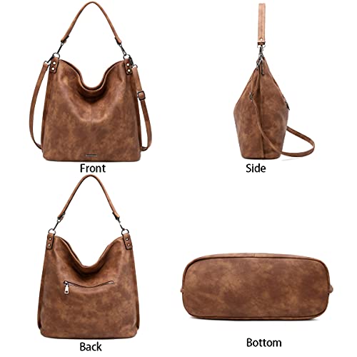 lapsting Hobo Bags for Women Handbags Purse Ladies Boho Shoulder Bag Crossbody Purses Faux Leather - color: H - 17.3inch Brown - Black Metal