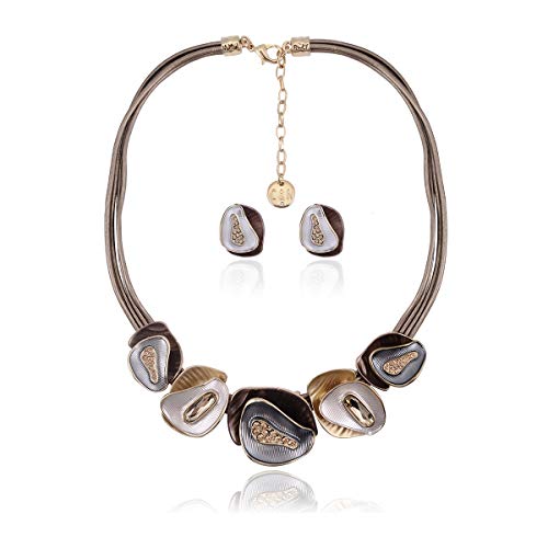 AMYJANE Vintage Statement Jewelry Set - Spring Leaf Flower Floral Plant Necklace Earring Set Crystal Rhinestone Fashion Costume Jewelry for Women Prom Party Unique Gift - style: Vintage Jewelry Set