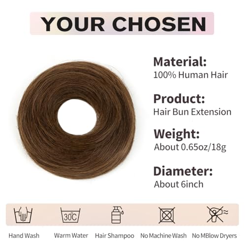 2 PCS Medium Brown Hair Bun, Messy Bun Hair Piece, Soft Fluffy Elastic Scrunchie, 30s Easy Updo for Women & Kids, Ideal for Daily Wear, Ballet, Dance & Office Use - color: Chocolate Brown, size: 4 Inch