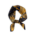 MEISEE 100% Pure Mulberry Silk Scarf 21" Square Scarf Neckerchief Headscarf Breathable Lightweight for Women Gift Packed - color: Golden + Dark Blue Silhouette