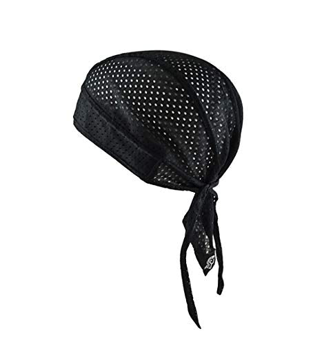 PURFUN Men Women Breathable Cycling Bandana Headscarf Adjustable Sweat Wicking Quick Dry Mesh Head Scarf Wrap Liner Skull Cap - color: Black