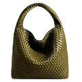 Woven Tote Bag For Women, Large Vegan Leather Travel Handbag, Casual Work Shoulder Bag, Underarm Commuter Hobo Bag With Purse - color: Green