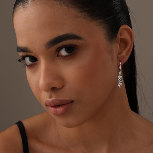 LeCalla 925 Sterling Silver Leverback Drop Earrings | Lightweight Celtic-Knot Filigree Heart Teardrop Dangle Earring for Women's Gift for Her - color: Blue Opal Celtic Knot