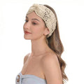 ZLYC Women Headband Handmade Crochet Knit Boho Flower Hair Bands (Twist Knotted Beige) - color: Twist Knotted Beige