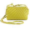 Woven Crossbody Bags for Women Handwoven Purses Vegan Leather Small Handbag Handmade Shoulderbag | Lightweight - color: Light Green