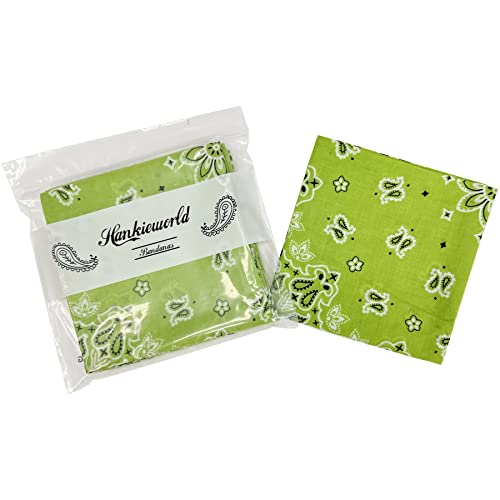 Single Pack Bandanas 60s Premium Cotton Soft Thin Handfeel Large Handkerchief for Men and Women - color: 1 Pack-lime Green