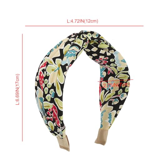 4 Pack Floral Printed Headbands Wide Cross Knot Headbands for Women Knotted Fashion Hair Bands-Classic - color: Type-A