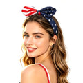FULZTEY 4th of July Headbands Bow Head band American Flag Head Bands Patriotic Hair Band Knotted Bow Turban Elastic Red White Blue Hair Accessories For Women Independence Day Party - color: Red White Blue