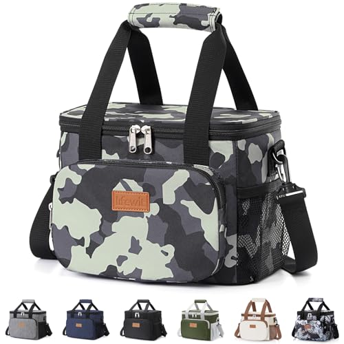 Lifewit Medium Lunch Bag, Insulated Lunch Box, Soft Cooler Cooling Tote for Adult Men Women, Camouflage 12-Can (9L) - color: Camouflage, size: Medium(9L)