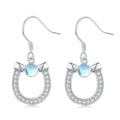 Western Earrings for Women 925 Sterling Silver Turquoise Western Country Dangle Drop Earrings Country Jewelry Gifts for Cowgirl Cowboy - style: Horseshoe-2 Moonstone