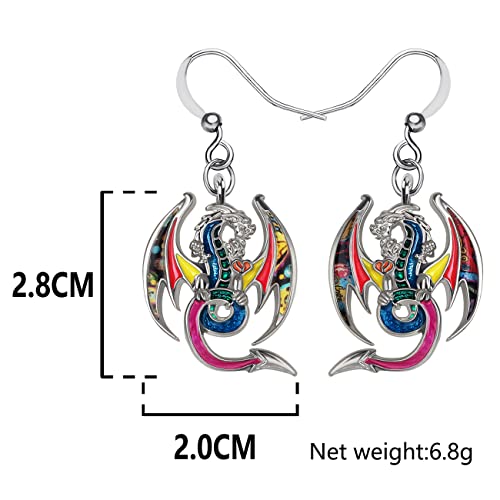Enamel Alloy Dinosaur Fantasy Dragon Earrings Drop Dangle Unique Animal Jewelry For Women Dragons Gifts - color: Butter