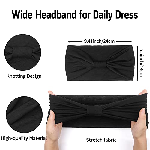 Huachi 4 Packs Wide Headbands for Women Pink Stylish Head Wraps Summer Boho Thick Hairbands Large African Sport Yoga Turban Headband Hair Accessories, Solid Color - color: Headbands 7