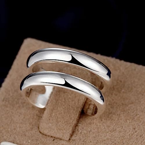 Handmade Rings 925 Sterling Silver Statement Rings Adjustable Chunky Stacking Band Ring for Women - color: Pattern 4