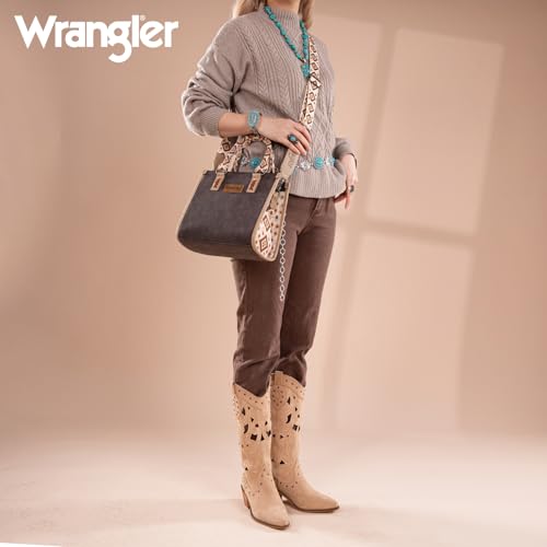 Montana West Wrangler Tote Bag for Women Aztec Western Retro Purse Top Handle Handbags - color: B-aztec-coffee
