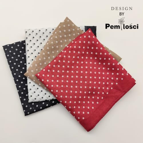Cotton Like Bandana in Bulk, Head Scarf, Headband, Head wrap, Hair Neck Scarf for Women 22 x 22 inch - color: Bib08 Polka Dot 4pcs