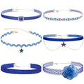 Nova&Aria Chokers Set For Women Heart Choker Necklaces Flower Pendant Velvet Cute Pink Turquoise Blue White Black Choker Necklace Christmas Colorful Lace Chokers - color: DarkBlue