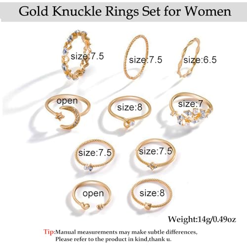 Knuckle Rings Set for Women,Simple Dainty Stackable Finger Ring Pack Minimalist Cute Butterfly Moon Heart Rings Boho Statement Jewelry Size Mixed - style: Style-A