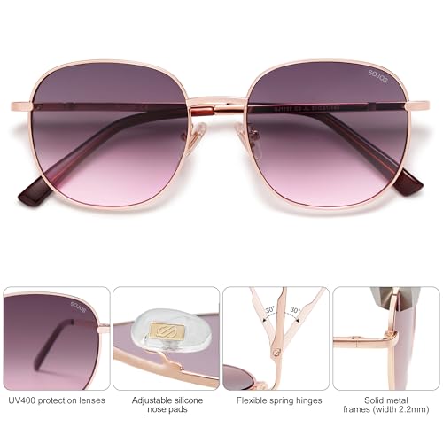 SOJOS Classic Trendy Square Sunglasses for Women Men Cute Big Frame Gold Shades SJ1137 - color: Rose Gold/Grey&rose