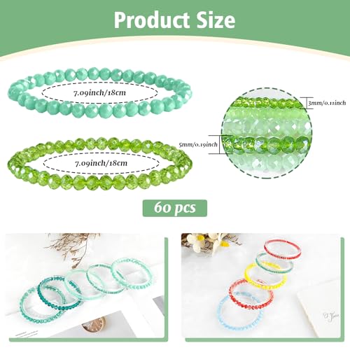60pcs Crystal Beaded Bracelet Bulk for Women Colorful Beaded Bracelet Boho Multi Layer Stacking Bracelets Stretchy Strand Shiny Crystal Bead Bracelets