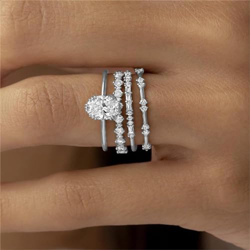 Otxas Dainty Rings for Womem Stackable Ring for Women Size 6-11 Wedding Rings - color: Silver-4pcs, size: 9
