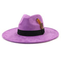 LIDHAY Big Wide Brim Fedora Hats for Women Men Western Suede Hat Panama Hat Outdoor Hats - color: Purple