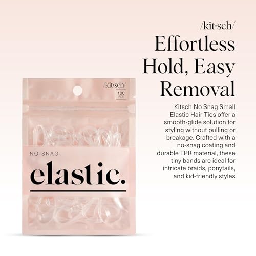 Kitsch Hair Ties No Damage for Kids, Teens and Women - Rubber Bands for Hair Styling | No Snag Hair Elastics | Daily Hair Accessories | Ideal Gifts for Women - 500pcs (Clear) - color: Clear, size: 500 Count (Pack of 5)