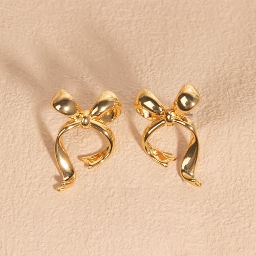 Gold Silver Bow Drop Earrings for Women Long Tassel Chain Bow Earrings Ribbon Bowknot Dangle Earrings Jewelry Gifts - color: Gold Bow C