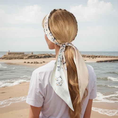 RIIQIICHY Hair Scarf for Women Like Silk Scarves Headband Neck Scarfs Twilly Purse Accessories - color: C010