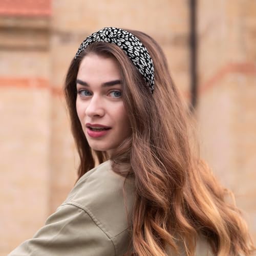 3-Piece Top Knotted Floral Pattern Headbands for Women & Girls, Cute Flower Print Knot Headband, Non Slip Fashion Hair Bands Hairbands (Black) - color: Black