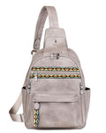 FADEON Large Sling Bag for Women, Leather Crossbody Purse Designer Anti Theft Sling Backpack, RFID Fanny Packs for Travel - color: Grey Retro Style