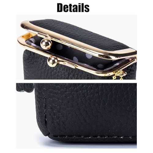 Genuine Leather Mini Jewelry Box, Portable Genuine Leather Mini Coin Jewelry Purse, Vintage Travel Jewelry Case Organizer with Kiss Lock, for Earring, Ring, Necklace Coin or Lipstick(Orange) - color: Orange