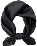 Hioyiwse Satin Square Scarf for Women Solid Color Emulation Silk Handkerchief Hair Ribbon Headband Handbag Purse - color: D3-black(23.6*23.6inch)