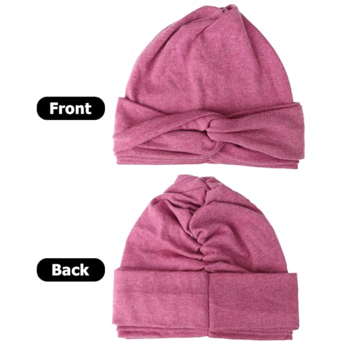 AQOKKA African Turban for Women Knotted Hair Wraps for Turban Head Scarf for Black Women Hair Cancer Chemo Headwear Cap - color: Twisted Braid: 1 Pack Purple