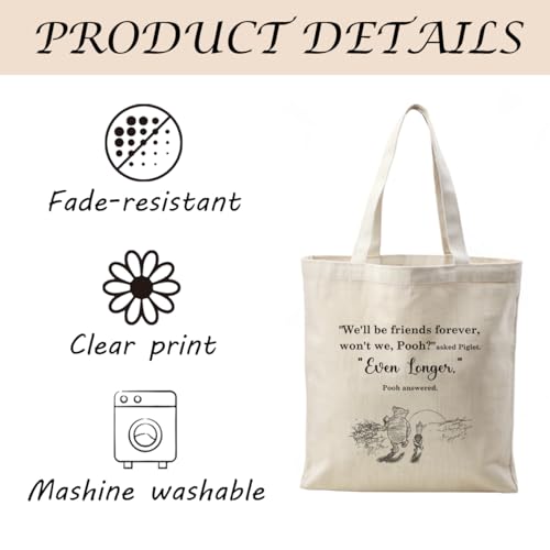 Canvas Tote Bag Aesthetic for Women,Reusable Canvas Cute Shoulder Bag for Grocery, Shopping, Beach & Daily Use - color: Bear 2