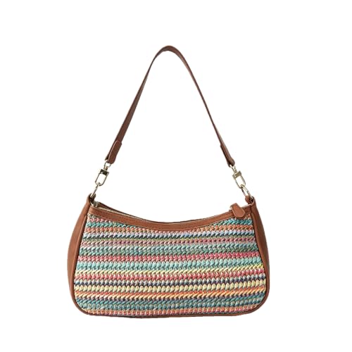 Shoulder Bag for Women with 2 Removable Straps and Zipper Closure Crossbody Bags Clutch Tote HandBags Purses | with 2 Removable Straps - color: Colorful