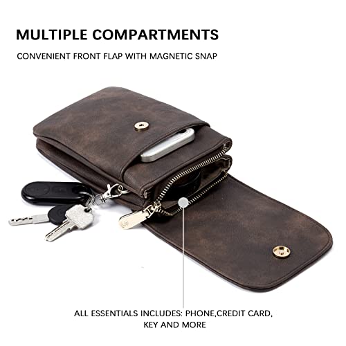 BOSTANTEN Vegan Leather Crossbody Bags for Women Designer Cell Phone Bag Wallet Purses Adjustable Strap - color: A-02-retro Coffee