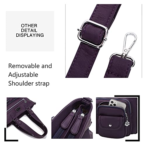 KL928 Large Purses for Women Shoulder Bag Tote Handbags Stylish Vegan Leather Hobo Bags Ladies, A-Black-4 | Large - color: A-purple
