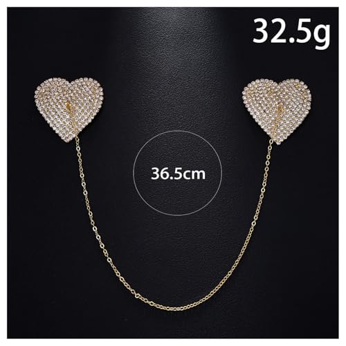 Rhinestone Heart Nipple Pasties Jewelry Sexy Festival Rave Nipple Cover Stickers Body Chain Crystal Nipple Bra Body Chain Jewelry for Women - color: Gold