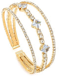 Women's Multi-Layer Rhinestone Cuff Bracelet Sparkling Crystal Tennis Bangle for Bridal Wedding Party - color: 1146 Gold
