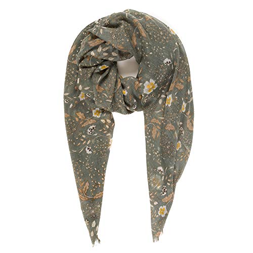 MELIFLUOS DESIGNED IN SPAIN Scarf for Women Lightweight Floral Flower Scarves for Summer Fall Shawl Wrap - color: Barcelona Collection 7 - Gray Floral