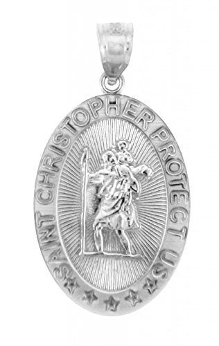 925 Sterling Silver St Christopher Medal Patron Saint of Travelers Catholic Protection Necklace