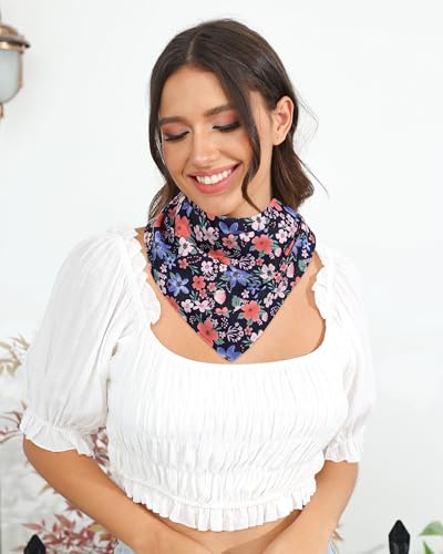 AWAYTR 3Pcs Hair Bandanas Head Kerchief for Women Girls Tie-Back Boho Hair Scarf Headband Bandana Triangle Head Scarf - color: Floral - Mixed Colors